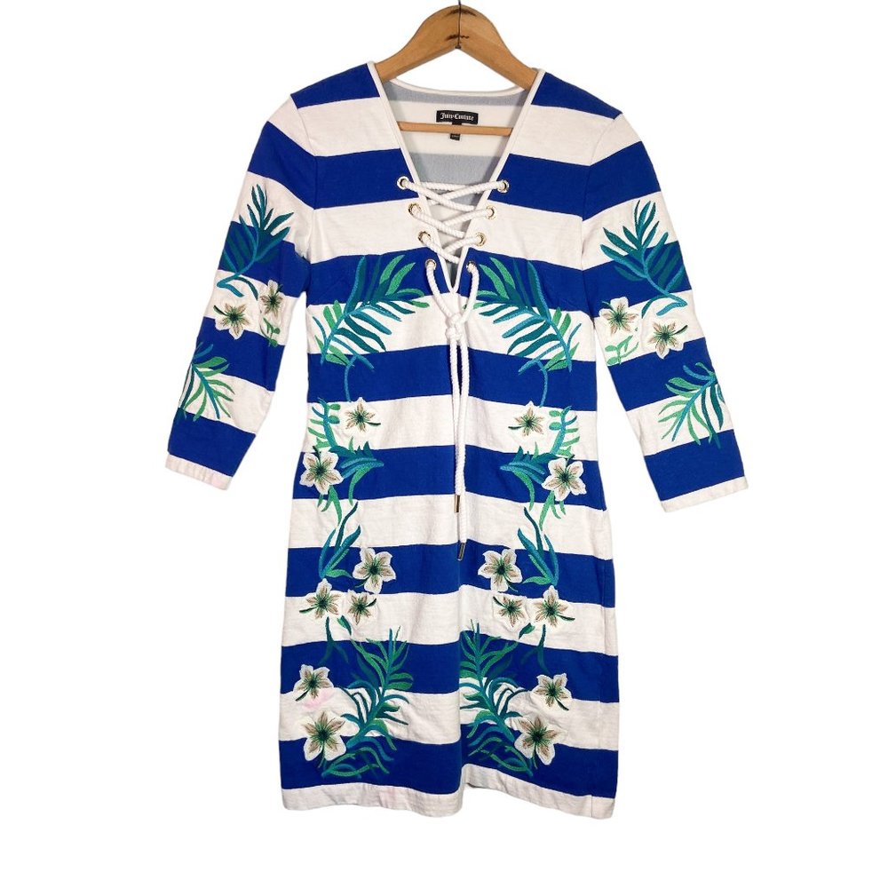 Juicy Couture Seaside Hibiscus Beach Floral Mini Dress MEDIUM